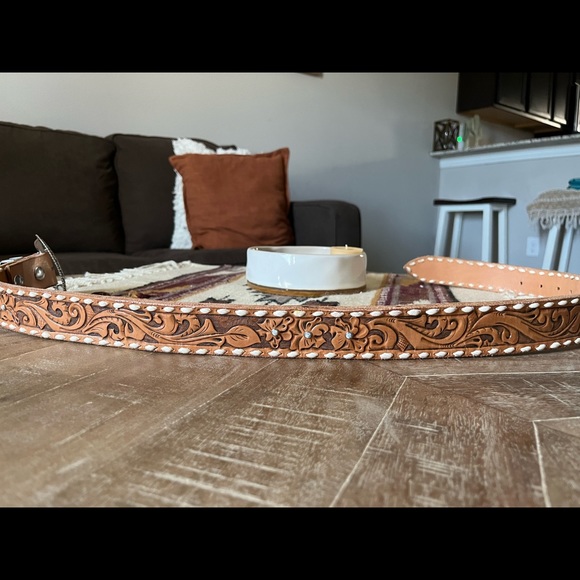 Tooled Leather Belt - Picture 2 of 3